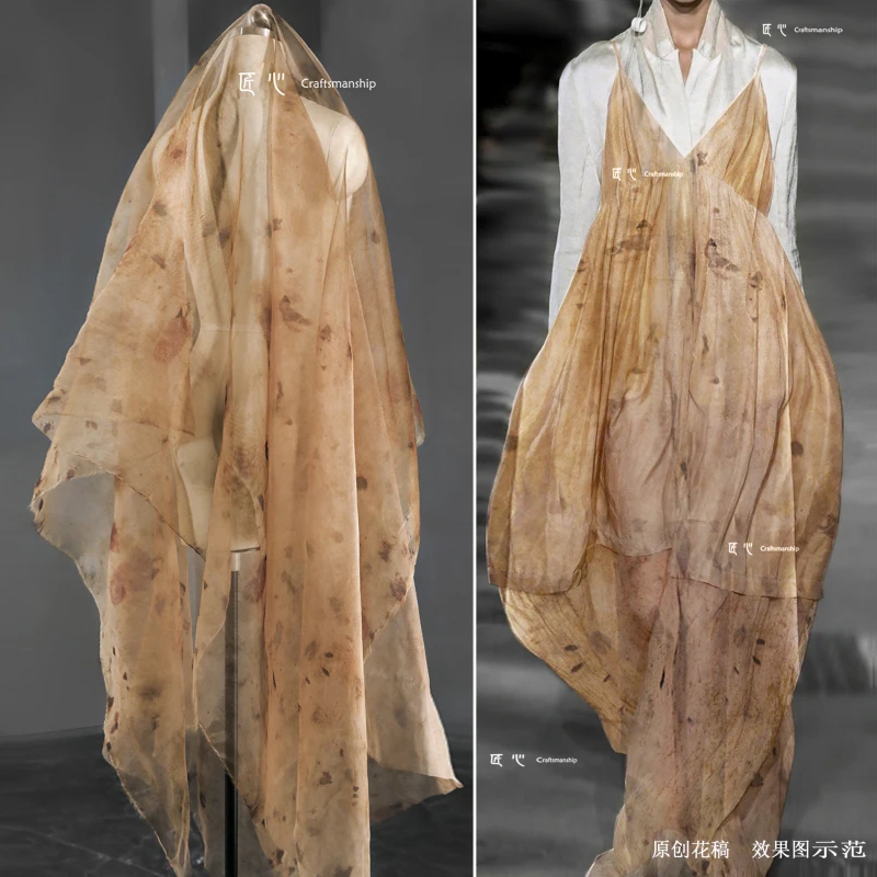 

Pure Silk Fabric Grass Wood Dyed Cardigan Dress Hanfu Designer Wholesale Cloth Diy Apaprel Sewing Fabric Meters Material