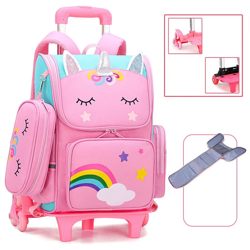 School Wheeled Backpack set for girls Trolley Bag 3PCS/SET with Wheels school bag Rolling luggage Backpack Kids Rolling Bacpack