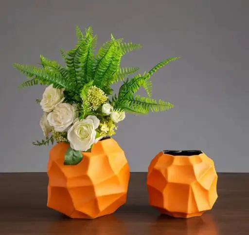 

European Orange Irregular Ceramic Vase Flower Pot Flower Arrangement Living Room Decoration Potted Vase Wedding Home Decoration