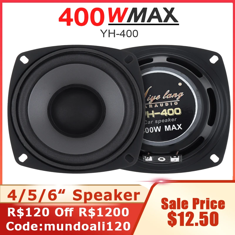 

1PC 4/5/6 Inch 400/500/600W 2 Way Car HiFi Coaxial Speaker Vehicle Door Auto Audio Music Stereo Player Loudspeakers for Cars