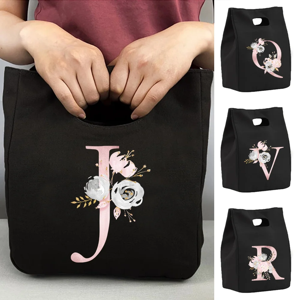 Lunch Box Ice Pack Picnic Food Tote Pink Flower  Pattern