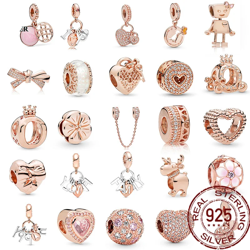 

45 Rose Gold Dream Catcher Flower Tree Balloon Clip Beads Pendant Beaded for Original Pandora 925 Original Bracelet