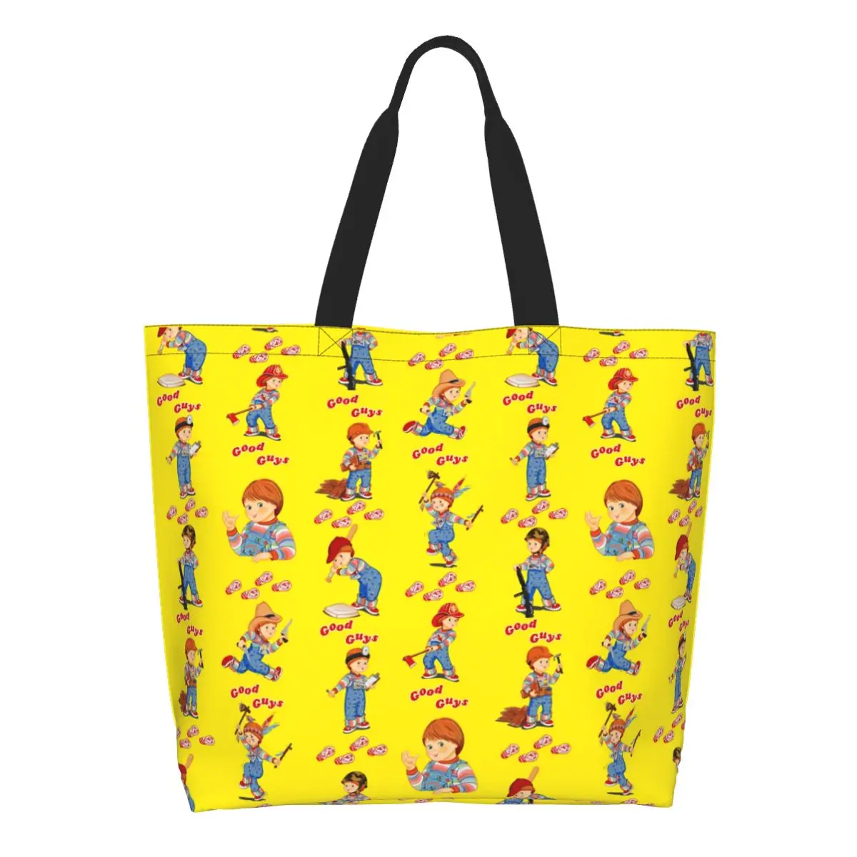 

Reusable Good Guys Chucky Shopping Bag Women Canvas Shoulder Tote Bag Portable Child's Play Doll Groceries Shopper Bags