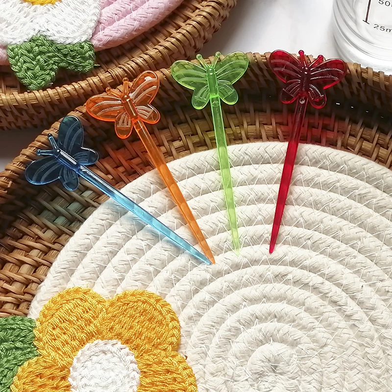 100PCS 9CM коктейль палочки пластиковые фрукты вилки для детей одноразовые милые