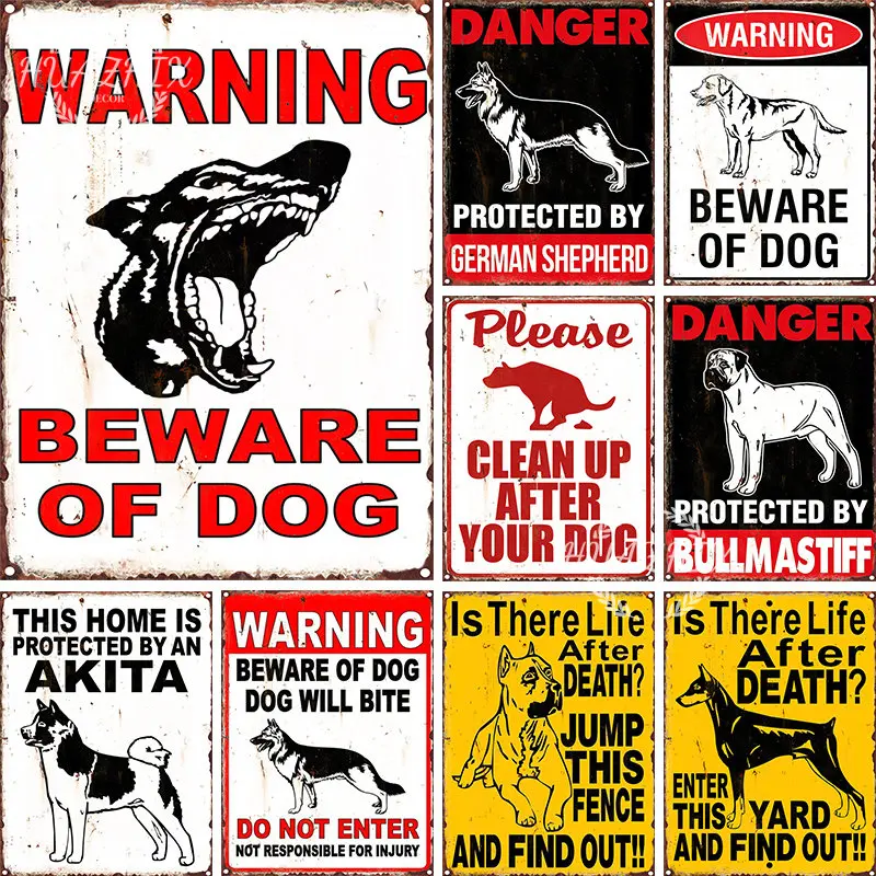 

Vintage Protected Bull Pitbull Dog Iron Painting Sign Poster Retro Tin Sign Plaque Metal Wall Hanging Home Room Coffee Decor