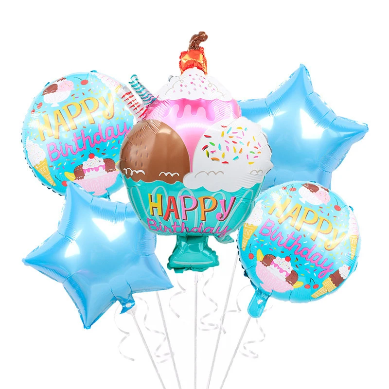 Cartoon Doughnut Ice Cream Aluminum Film Balloon Colored Candy Half Open Doughnut Birthday Decoration