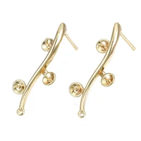 2 5pcs earring studs 18k gold plated geometric brass stud earring connectors linker for diy earring jewelry findings making