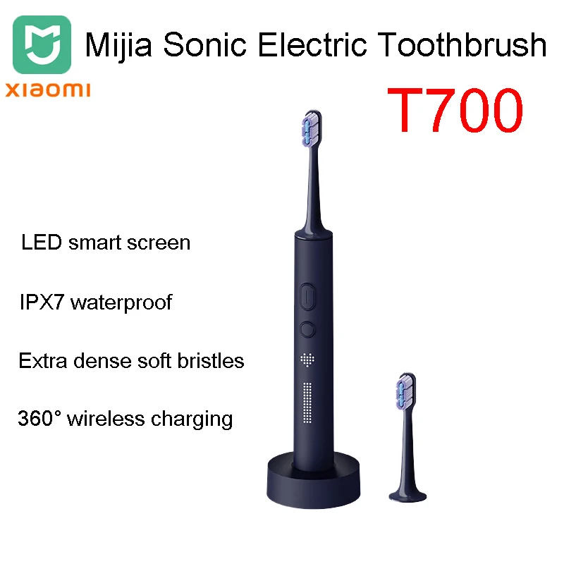 XIAOMI MIJIA T700 Sonic Electric Toothbrush Teeth Whitening Ultrasonic Vibration Oral Cleaner Brush Smart APP LED Display