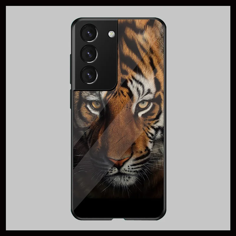 

Tiger Animal Tempered Glass Case For Samsung Galaxy S21 Ultra S22 FE S20 S10 S8 S9 Plus S10E 5G Note 20 10 Lite 9 8 Phone Cover