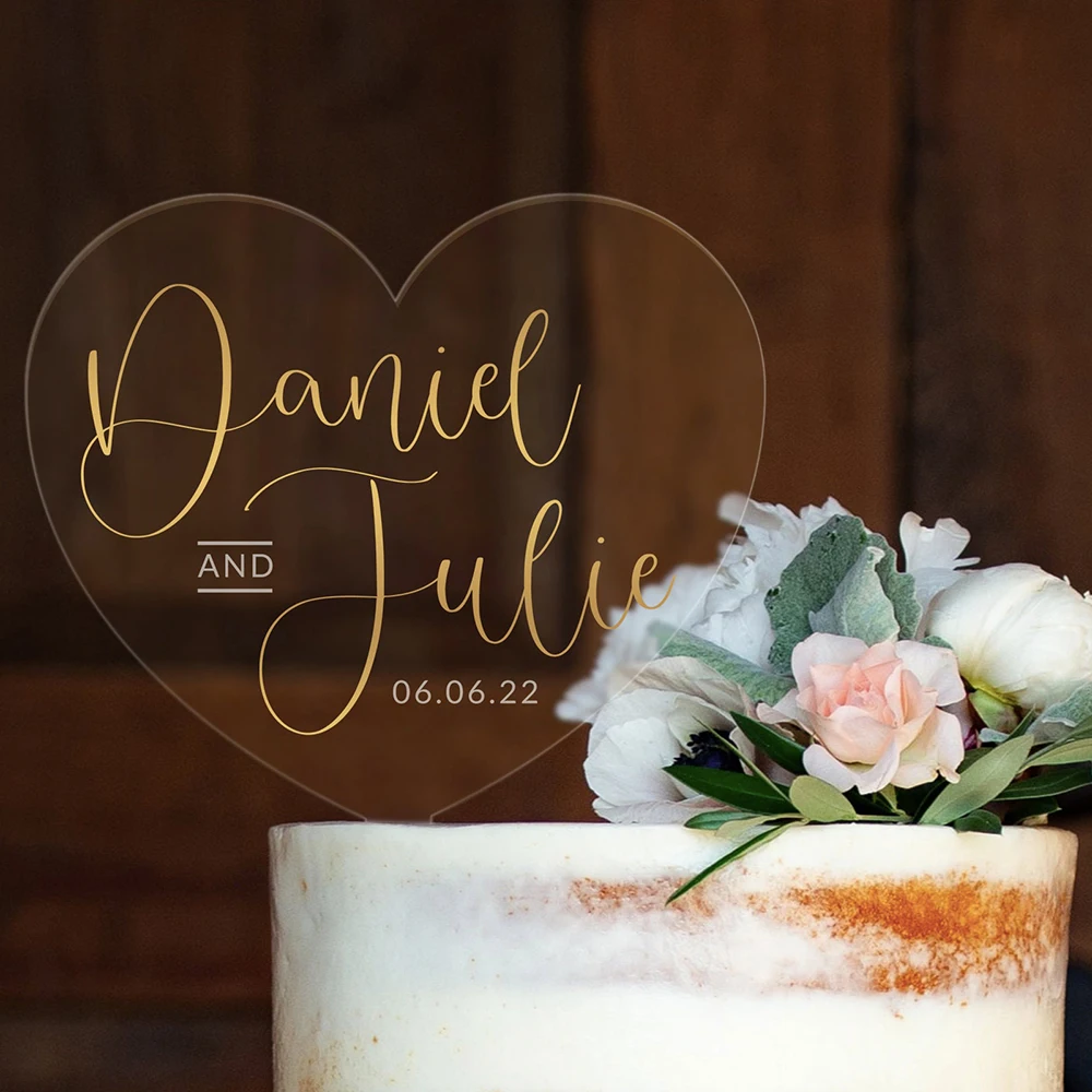 Пользовательский акриловый Топпер для свадебного торта с именами