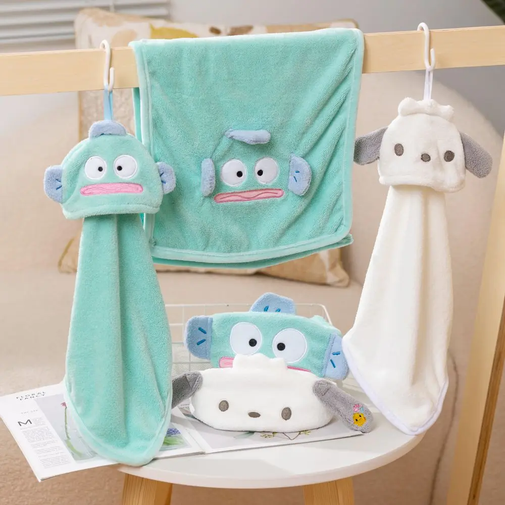 Cartoon Hangyodon Pochacco Headband Face Wash Makeup Hair Tie Cute Bathroom Towels Household Small Towel Coral Fleece Hand Towel