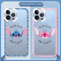 bandai stitch creative phone case telefoon for iphone 13promax 13 12 11 pro max mini transparent fine hole soft cover