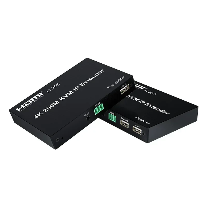 Фото 4K HDMI KVM-удлинитель 200 м через кабель Ethernet RJ45, HDMI KVM IP-удлинитель, передатчик-приемник, видеоконвертер для подключения ПК к телевизору, H.265 №1