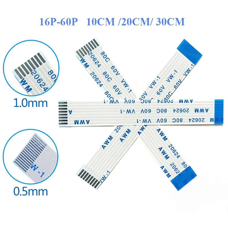 10 шт плоский гибкий кабель FFC FPC LCD AWM 20624 80C 60V Φ 1 0 мм 20/22/24/26/28/30/32/36/34/40/45/50/54/60 Pin |