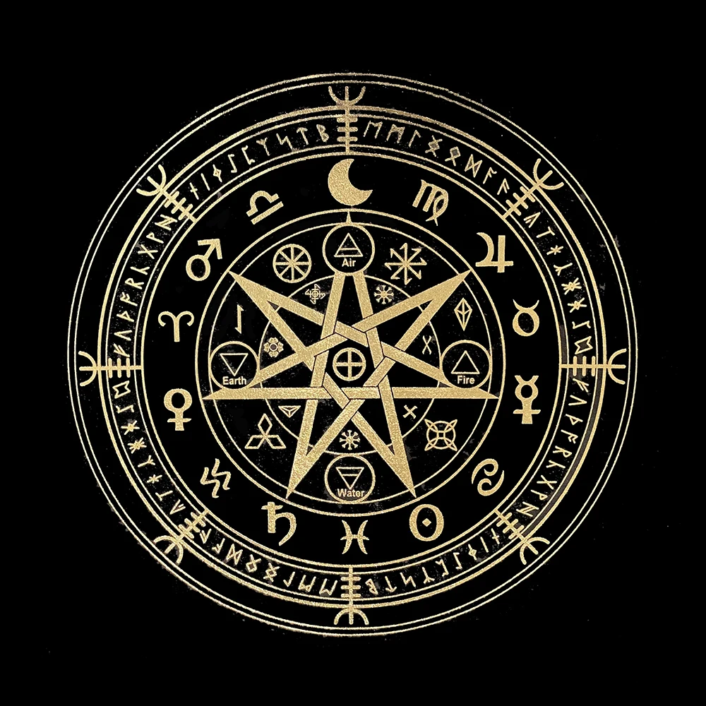 Скатерть для ТАРО с черным золотым принтом скатерть гадания алтаря дорожная