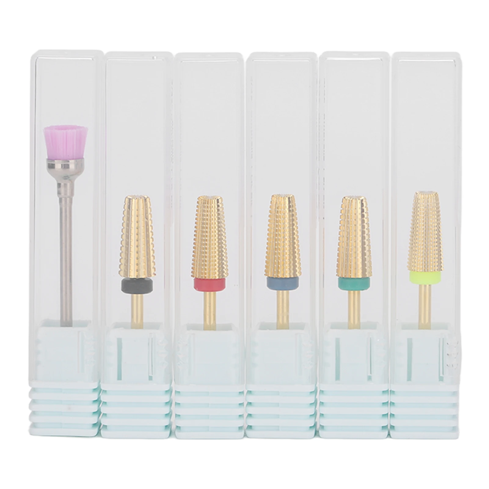 

Multifunctional Nail Drill Bits Tungsten Steel 5 in 1 Nail Polishing Grinding Head Manicure ToolGold