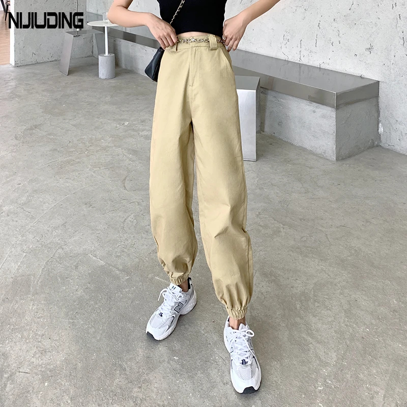 

2022 Spring Size S-5XL Women Cargo Pants Casual High Waist Streetwear Woman Ankle-Length Pant Femlae Khaki Long Trousers