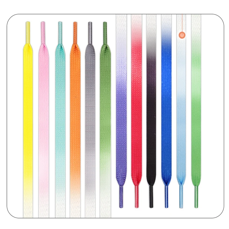 

1Pair Colorful Gradient Shoelaces Flat Shoe laces Canvas Leisure Candy Party Fabric Shoelace Woman And Men Shoe Shoe Accessories