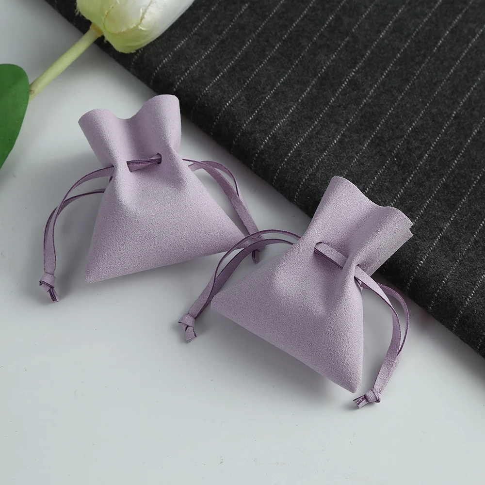 

Microfiber Small Gift Jewelry Bags 7x8cm Drawstring Pouches Business Packaging Micro Fiber Ring Earrings Wedding Favor Candy Bag