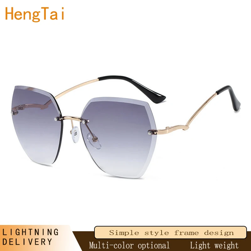 Купи HengTai New UV400 Gradient Lens Gold Frame Women Driving Sunglasses Come With Box за 9,720 рублей в магазине AliExpress