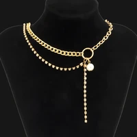 kunjoe trend elegant rhinestone necklace thick chain imitation pearl pendant necklace for jewelry accessories charms men women
