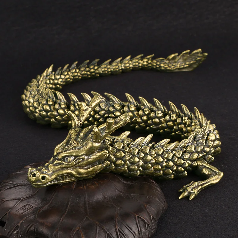 

Brass Chinese Dragon Ornament Actionable Small Tea Pet Zodiac Dragon Crafts Collection Study Decoration Home Accessories