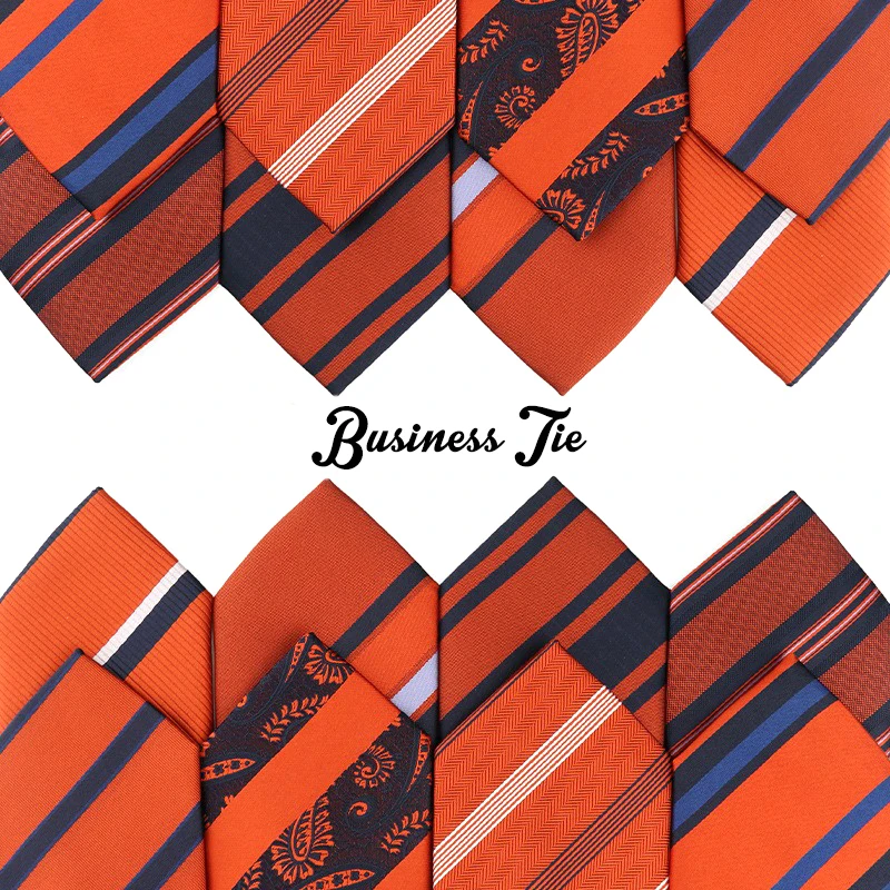 

Галстук мужской из полиэстера, с диагональными полосками и цветком кешью