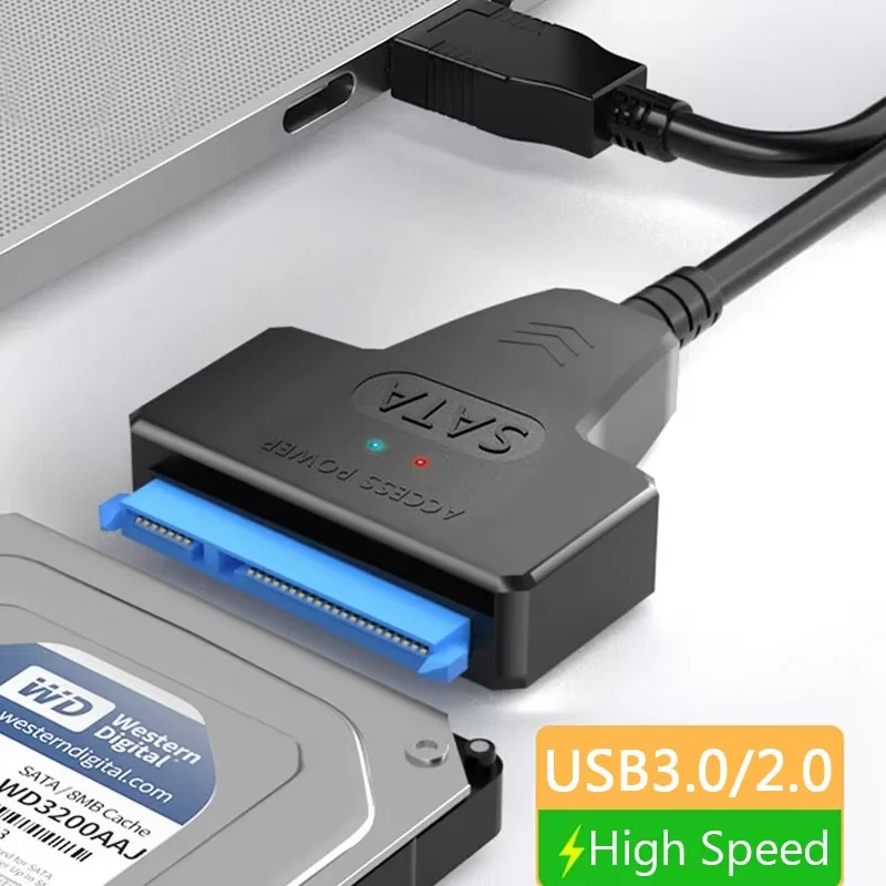 Фото Кабель SATA — USB 3.0 / 2.0 До 6 Гбит/с для 2,5-дюймового внешнего жесткого диска SSD SATA 3 22-контактный адаптер USB 3.0 — шнур Sata III №1