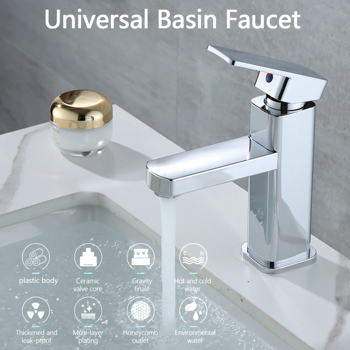 

Black/Chrome Finish Square Bathroom Sink Faucet Single Handle Basin Faucet Wash Tap Bathroom Toilet Deck Mounted Basin Tap