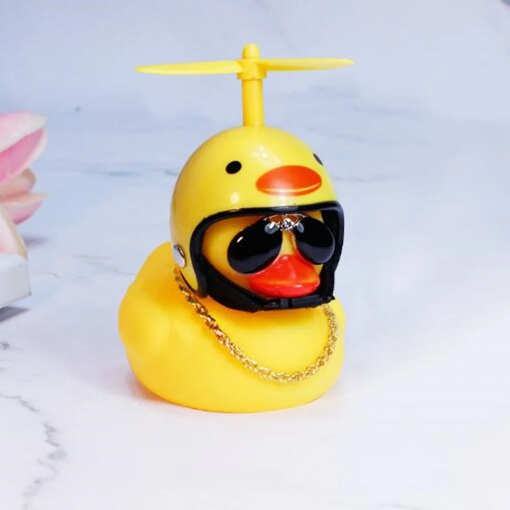 Baby Toys Rubber Duck Kids Toys Helmet Yellow Duck with Glue Propeller Baby Shark Toy Bath Toys Car Ornaments Room Decoration
