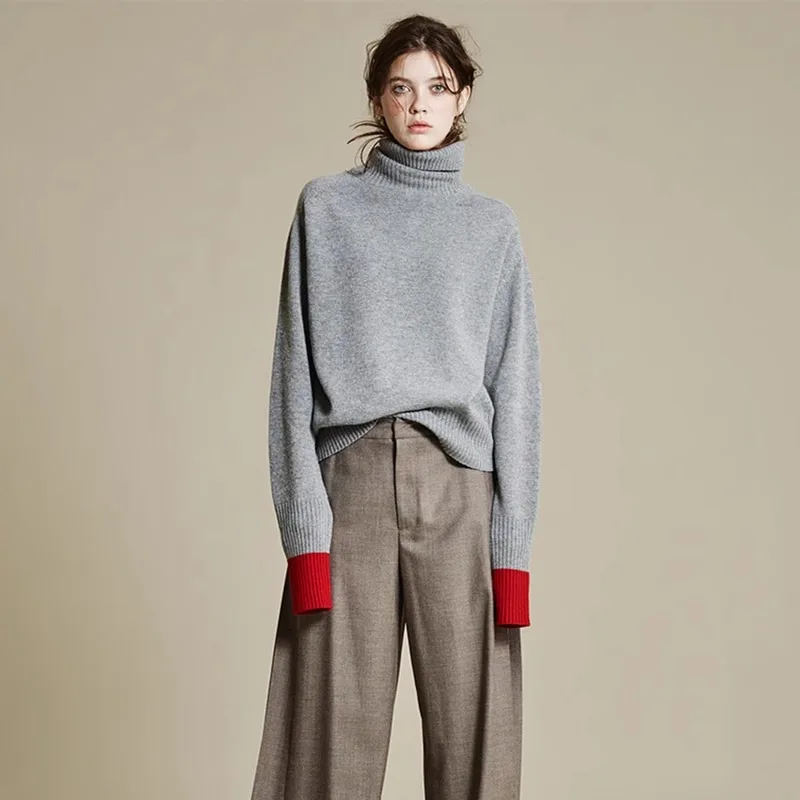 Свитер женский из 100% чистого кашемира с высоким воротником