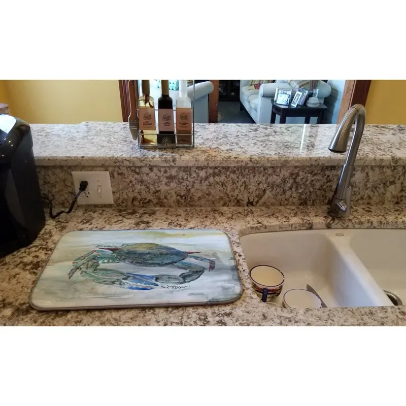 

Multi-Color 14" x 21" Blue Crab Watercolor Dish Drying Mat - Fun & Creative Design for Kitchen Accessories & Home Decor.