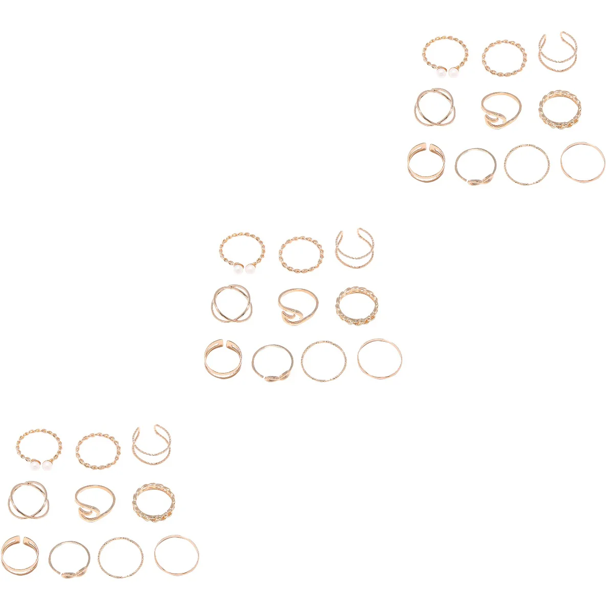 

30 Thin Minimalist Open Cuff Ring Rings Set (Golden)