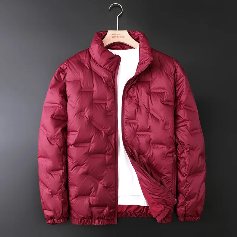 Lightweight Down Jacket Men's Short 2022 New Stand Collar Fashion Printing Casual Warm Autumn and Winter Anti-season Coat