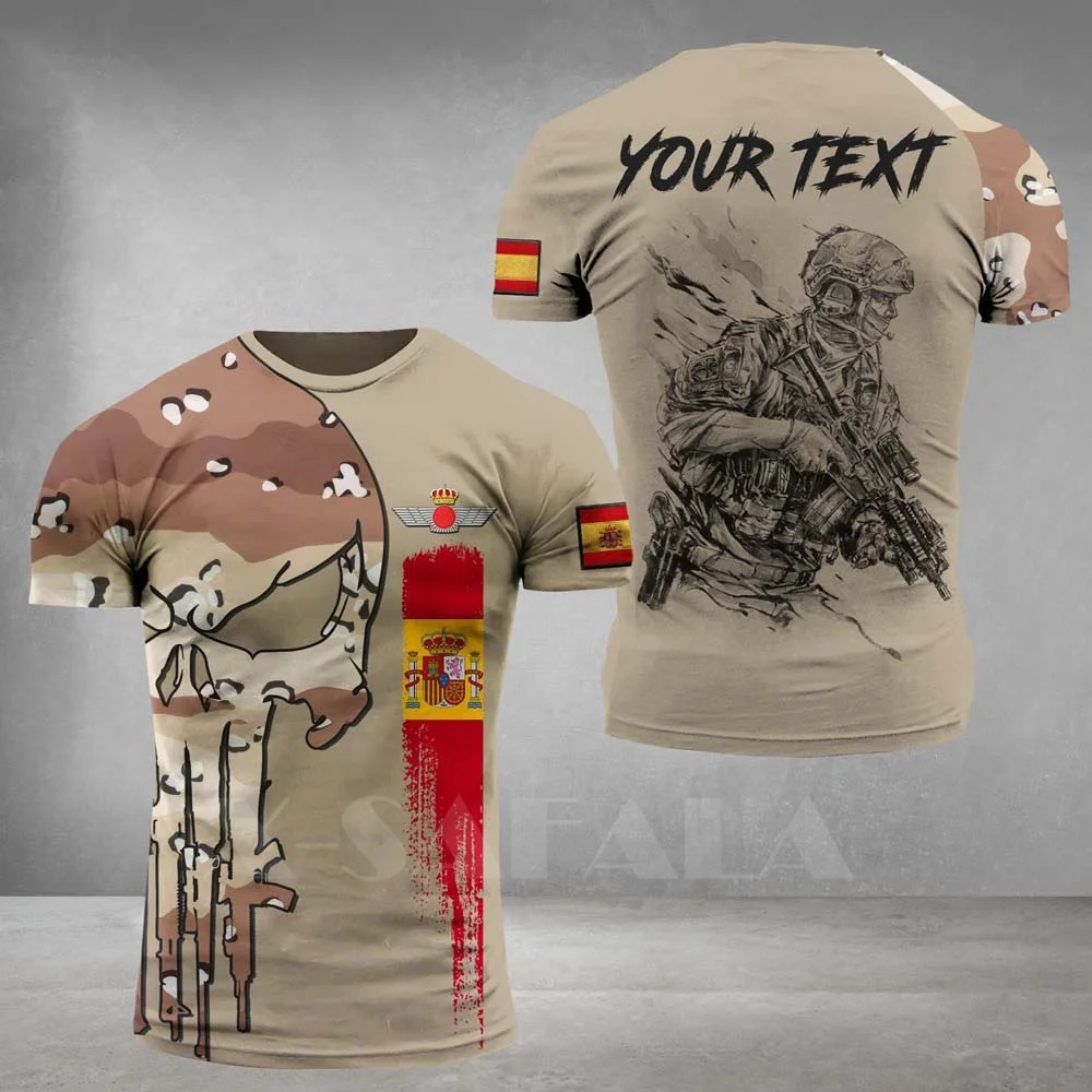 

Moda Nova exército Espanhol impressão 3d Camiseta Masculina De Alta Qualidade Leite Fibra o-pescoço Casual Camiseta verão 2022
