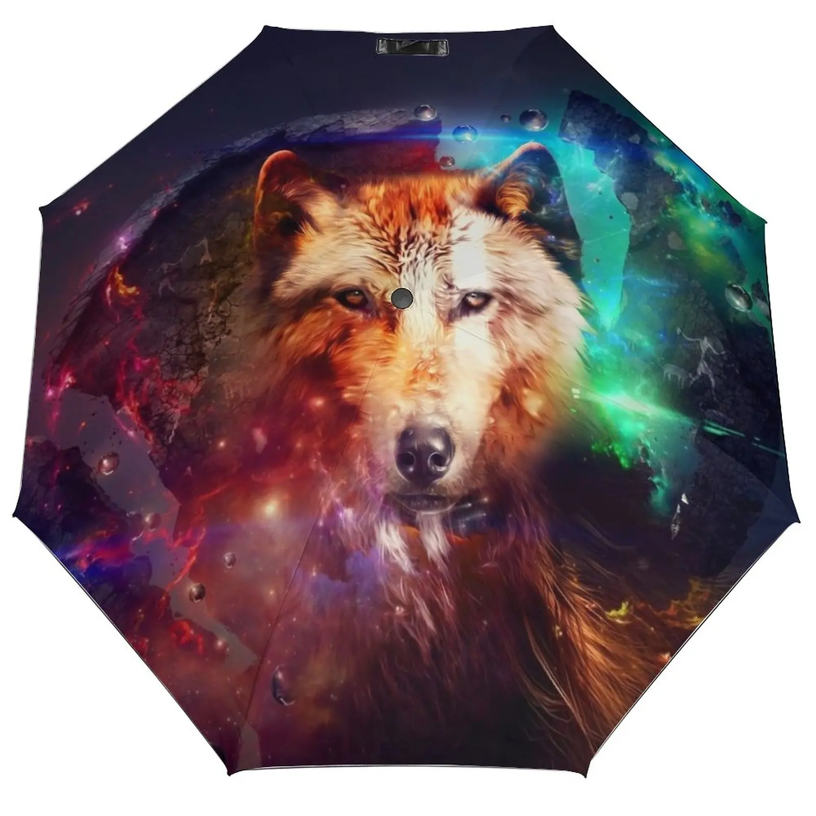 

Abstract-wolf Printed Umbrella Rain Women Automatic Umbrella Three Folding Sun Protection Umbrella Male Portable Parasol