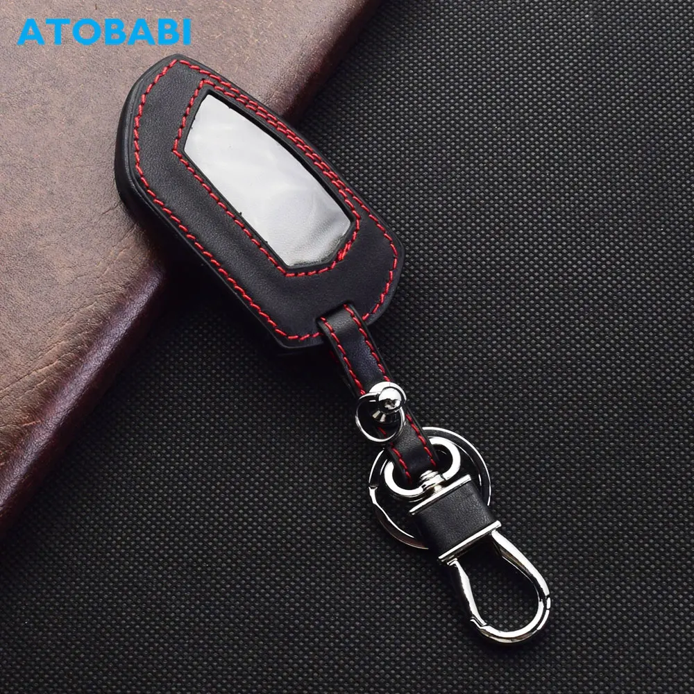 

Leather Car Key Case Skin For Pandora DX-90 D010 DX 90 91 6X 9X 90B 90BT 90L 42 Moto Alarm System LCD Remote Fob Protector Cover
