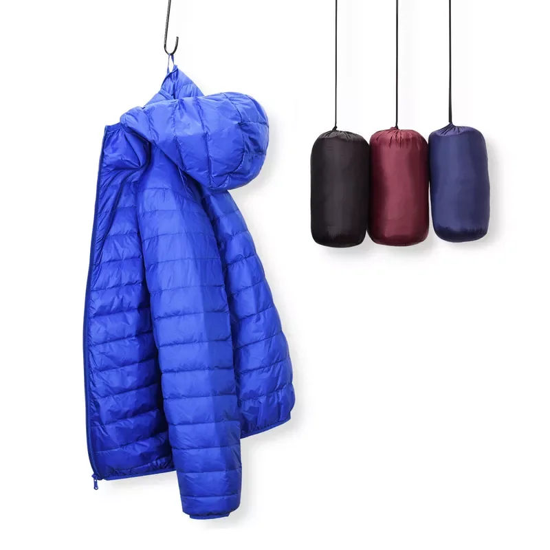

NEW IN Quality Men's Ultralight Packable Hooded Down Jacket Puffer Down Coats