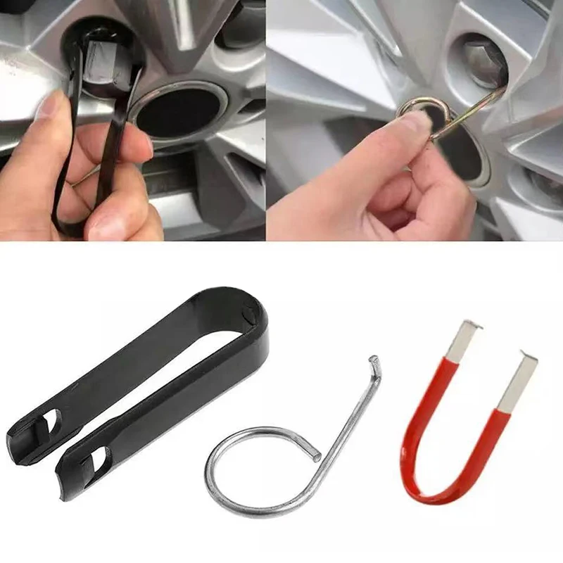 

Wheel Bolt Nut Caps Covers Puller Tool Center Cover Removal Hook Clips Tools for Most Model Cars