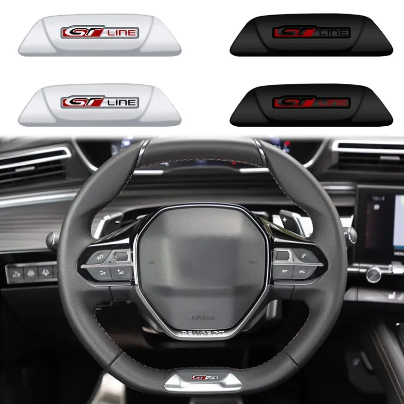 

Newest Auto Styling GT LINE Badge Interior Chromium Styling Car Steering Wheel Emblem Sticker for 4008 508 5008 3008 308 PHEV