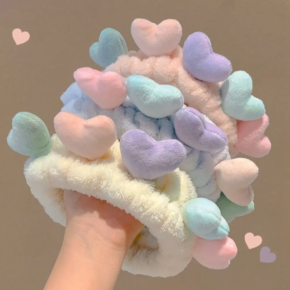 

Cute Plush Little Love Heart Elastic Headband Autumn and Winter Wash Face Makeup Hair Band for Women Hair Accessories