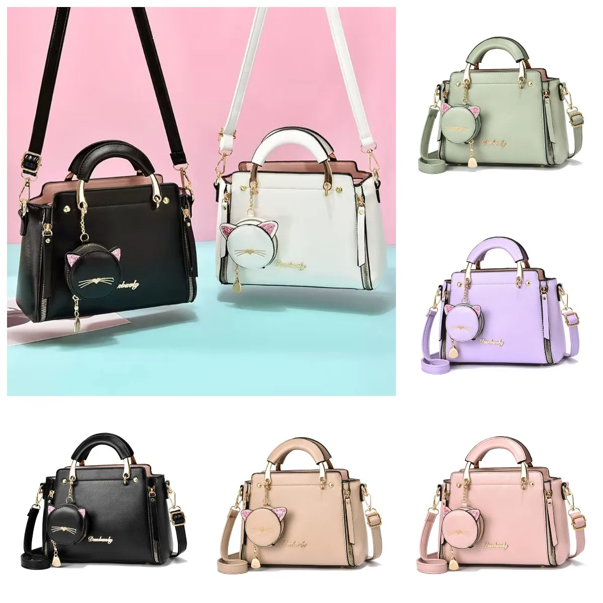 

Vintage Designer Women Bag Fashion Messenger Pu Leather Handbag High Quality Casual Shoulder Top-Handle OOTD Styling Accessories