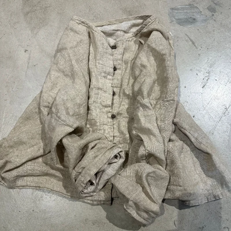 Женская однотонная блузка на одной пуговице с круглым вырезом и длинным рукавом