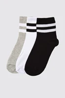 white stripe detailed 3 pcs pack knitted socks ankle short socks knitting high quality business casual thin socks breathable