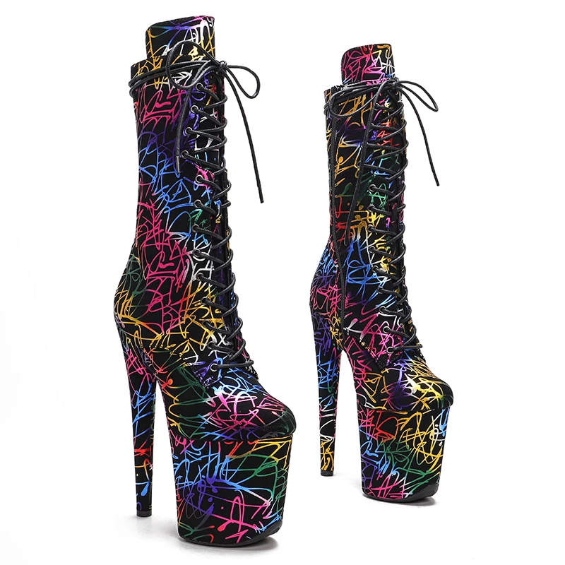 Leecabe  Colorful Upper 20CM/8inches  High Heel platform  open toe Pole Dance boots