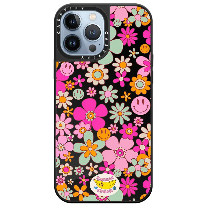 

Зеркальный чехол CASETIFY со смайликами и цветами для IPhone 11 12 13 14ProMax 11 12 13 14Pro XsMax XR 6S 7 8 SE 7P 8P 14Plus, задняя крышка D0612