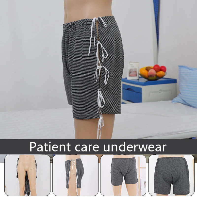 

Men Boxer Briefs Tethered Men Nursing Underpants Easy To Open And Close Suitable For Patients/Elderly Daily Home Health Care