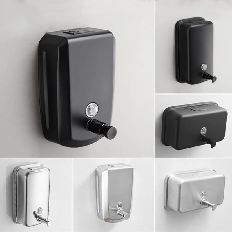 

500/800/1000/1200 ml Soap Dispenser Wall Mount Black 304 Stainless Steel Soap Dispensers Leakproof Bathroom Soap Pump