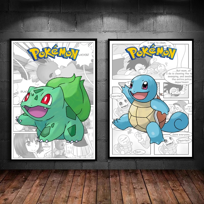 

Холщовые постеры Покемон Сквиртл подарки для друзей картина Современные домашние настенные наклейки Висячие комиксы картины Детские экшн-фигурки