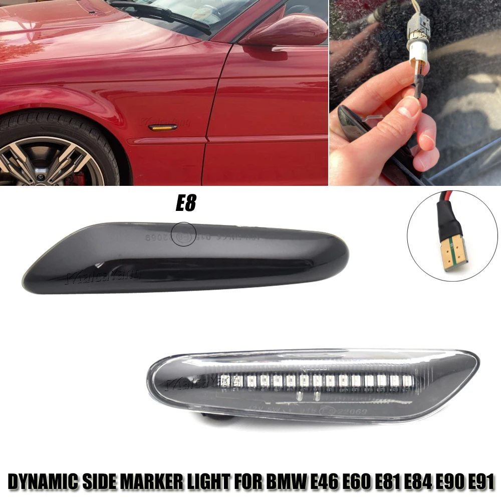 

Dynamic Blinker Flowing LED Turn Signal Side Marker Light Repeater Lamp For BMW E90 E91 E92 E93 E60 E81 E87 E82 E88 E46 X3